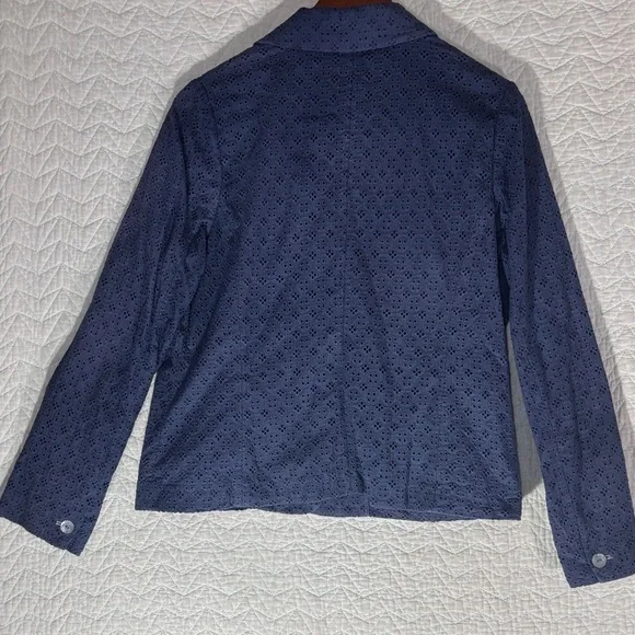 TravelSmith Navy Eyelet Notch-Lapel Blazer - Picture 6 of 7